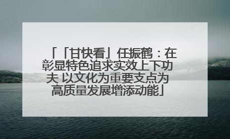 「甘快看」任振鹤：在彰显特色追求实效上下功夫 以文化为重要支点为高质量发展增添动能