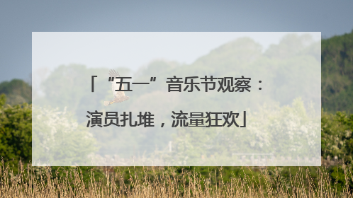 “五一”音乐节观察：演员扎堆，流量狂欢