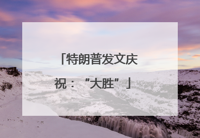特朗普发文庆祝：“大胜”