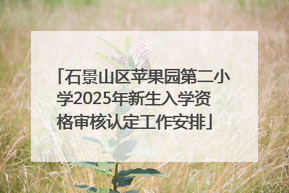 石景山区苹果园第二小学2025年新生入学资格审核认定工作安排