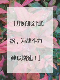 用好批评武器，为战斗力建设增速！
