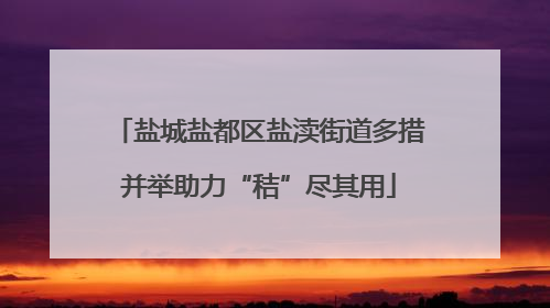 盐城盐都区盐渎街道多措并举助力“秸”尽其用