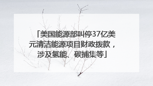 美国能源部叫停37亿美元清洁能源项目财政拨款，涉及氢能、碳捕集等