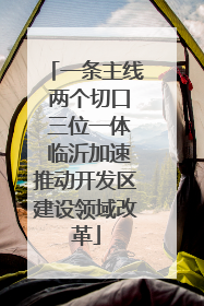 一条主线 两个切口 三位一体 临沂加速推动开发区建设领域改革