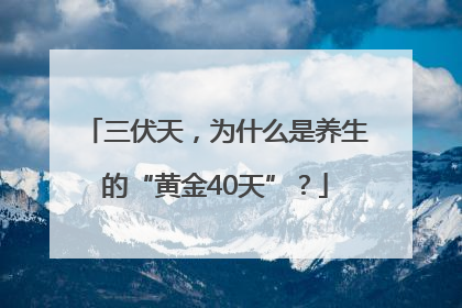 三伏天，为什么是养生的“黄金40天”？