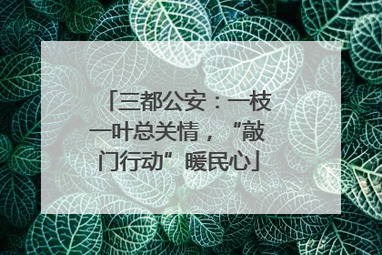 三都公安：一枝一叶总关情，“敲门行动”暖民心