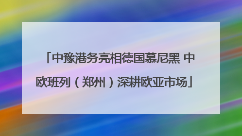 中豫港务亮相德国慕尼黑 中欧班列（郑州）深耕欧亚市场