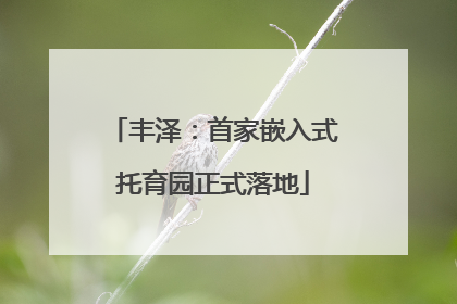 丰泽：首家嵌入式托育园正式落地