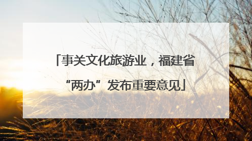事关文化旅游业，福建省“两办”发布重要意见
