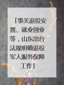 事关退役安置、就业创业等，山东出台法规明确退役军人服务保障工作