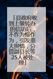 县政府收到上级转办的信访后，不作为慢作为，引发重大舆情，分管副县长等25人被处理