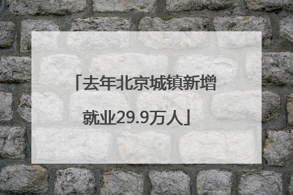 去年北京城镇新增就业29.9万人