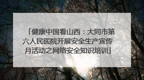 健康中国看山西：大同市第六人民医院开展安全生产宣传月活动之网络安全知识培训