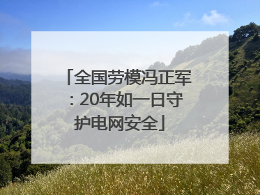 全国劳模冯正军：20年如一日守护电网安全