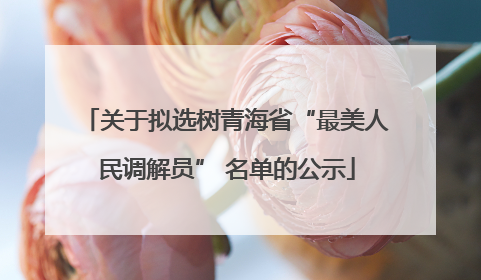 关于拟选树青海省“最美人民调解员” 名单的公示