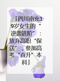 四川南充19岁女生的“逆袭进阶”：放弃高职“保送”，参加高考“直升”本科