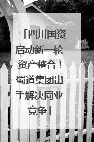 四川国资启动新一轮资产整合！蜀道集团出手解决同业竞争