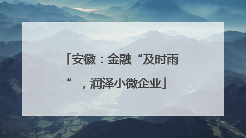 安徽：金融“及时雨”，润泽小微企业