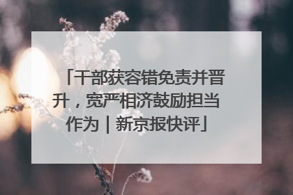 干部获容错免责并晋升，宽严相济鼓励担当作为｜新京报快评