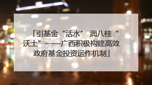 引基金“活水” 润八桂“沃土”——广西积极构建高效政府基金投资运作机制
