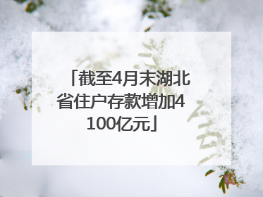 截至4月末湖北省住户存款增加4100亿元