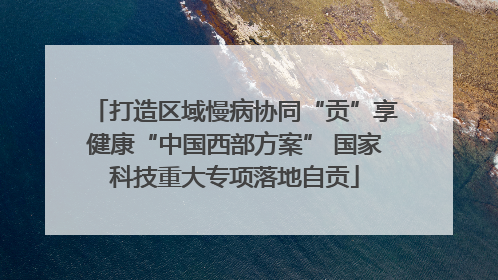 打造区域慢病协同“贡”享健康“中国西部方案” 国家科技重大专项落地自贡