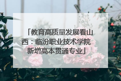 教育高质量发展看山西：临汾职业技术学院新增高本贯通专业