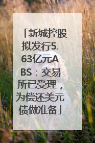 新城控股拟发行5.63亿元ABS：交易所已受理，为偿还美元债做准备