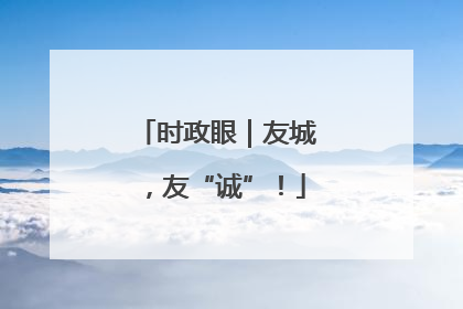 时政眼｜友城，友“诚”！