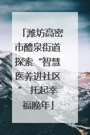 潍坊高密市醴泉街道探索“智慧医养进社区” 托起幸福晚年