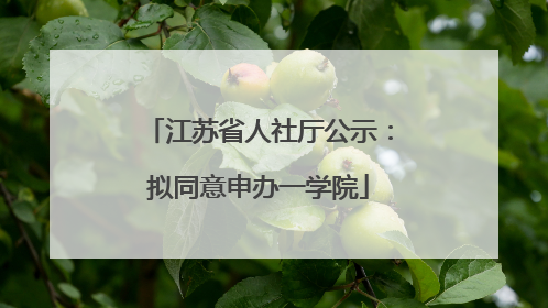 江苏省人社厅公示：拟同意申办一学院