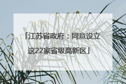 江苏省政府：同意设立这22家省级高新区