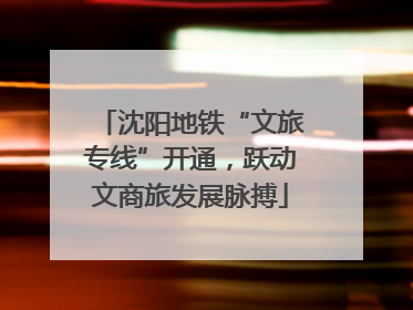 沈阳地铁“文旅专线”开通，跃动文商旅发展脉搏