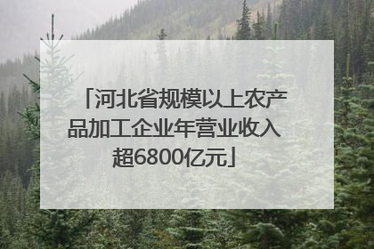 河北省规模以上农产品加工企业年营业收入超6800亿元
