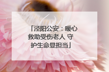 泾阳公安：暖心救助受伤老人 守护生命显担当