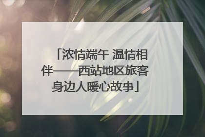 浓情端午 温情相伴——西站地区旅客身边人暖心故事