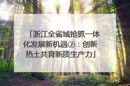 浙江全省域抢抓一体化发展新机遇②：创新热土共育新质生产力