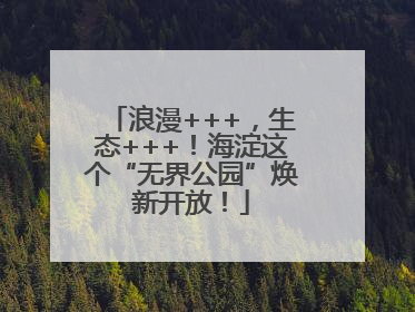 浪漫+++，生态+++！海淀这个“无界公园”焕新开放！