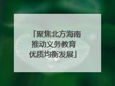 聚焦北方海南 推动义务教育优质均衡发展