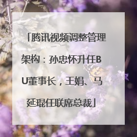 腾讯视频调整管理架构：孙忠怀升任BU董事长，王娟、马延琨任联席总裁