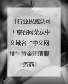 行业权威认可！京客网荣获中文域名“中文网址”黄金注册服务商