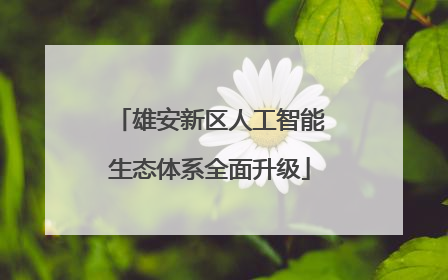 雄安新区人工智能生态体系全面升级