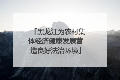 黑龙江为农村集体经济健康发展营造良好法治环境