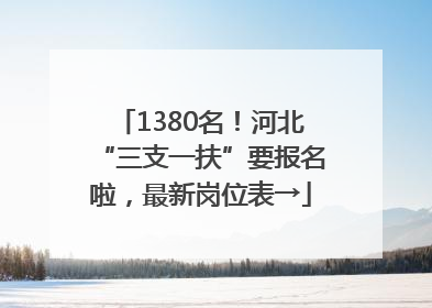 1380名！河北“三支一扶”要报名啦，最新岗位表→