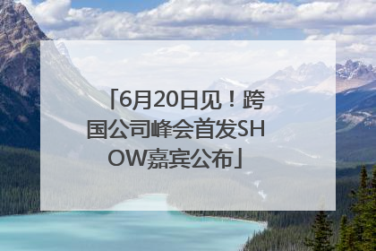 6月20日见！跨国公司峰会首发SHOW嘉宾公布